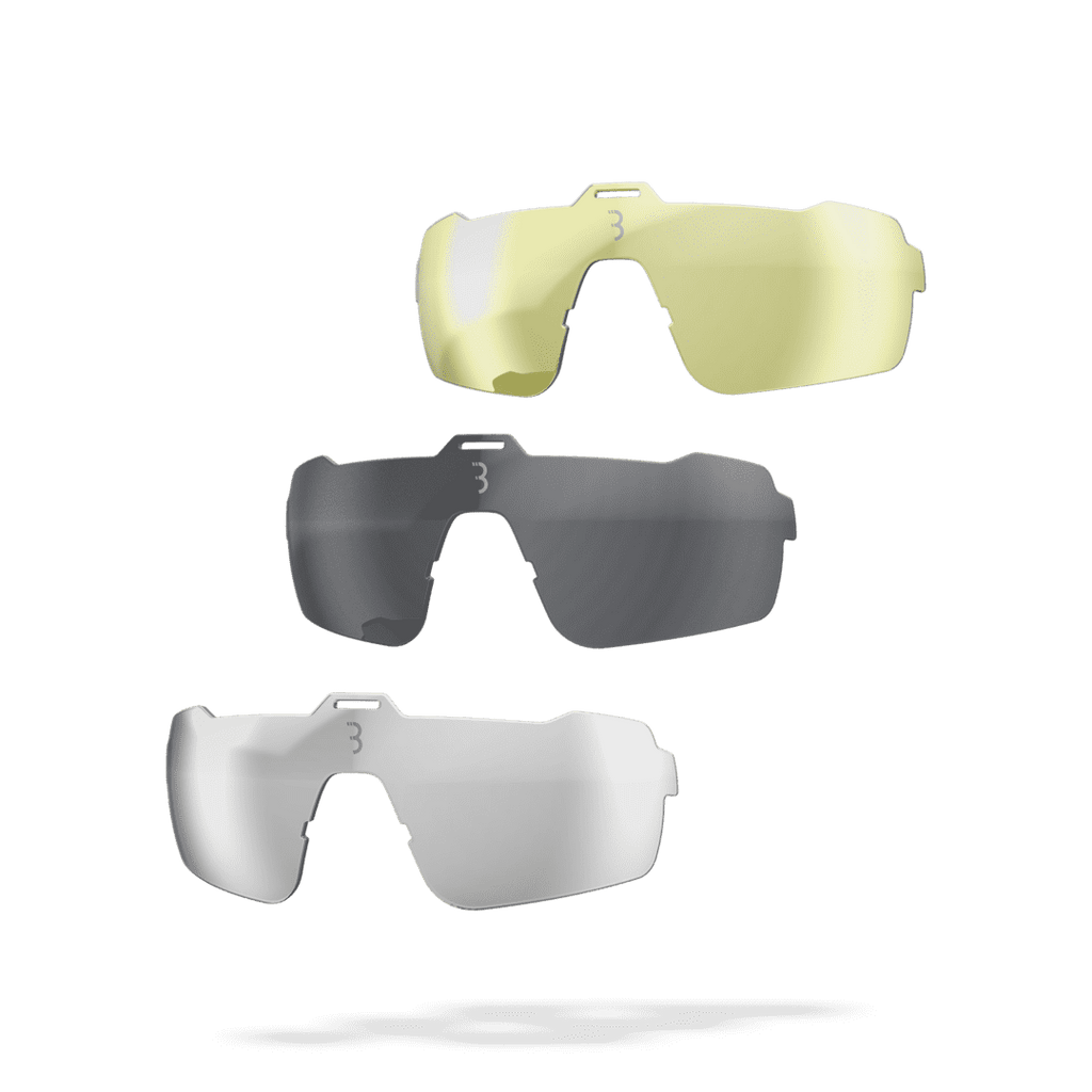 Low light, bright light, and clear lenses for BSG-61 sunglasses from BBB.