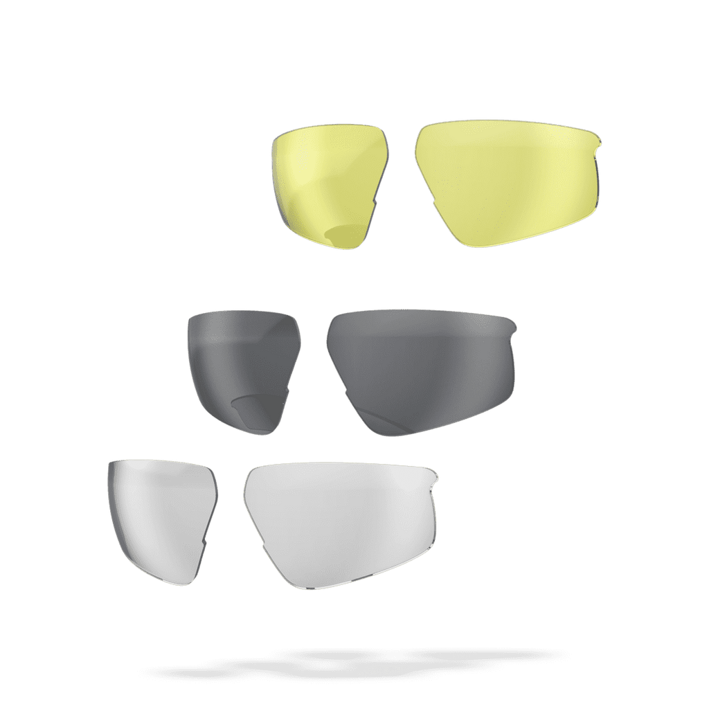 Low light, bright light, and clear lenses for BSG-62 sunglasses from BBB