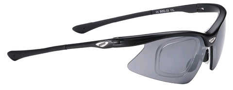 Black, cycling sunglasses with prescription lense inserts from BBB. BSG-33