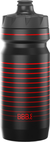 Black with red stripes 18oz cycling water bottle from BBB. BWB-11