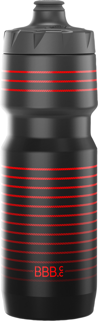 Black with red stripes 26oz cycling water bottle from BBB. BWB-15